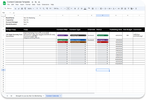 Download Content Calendar Template Free | Spreadsheet